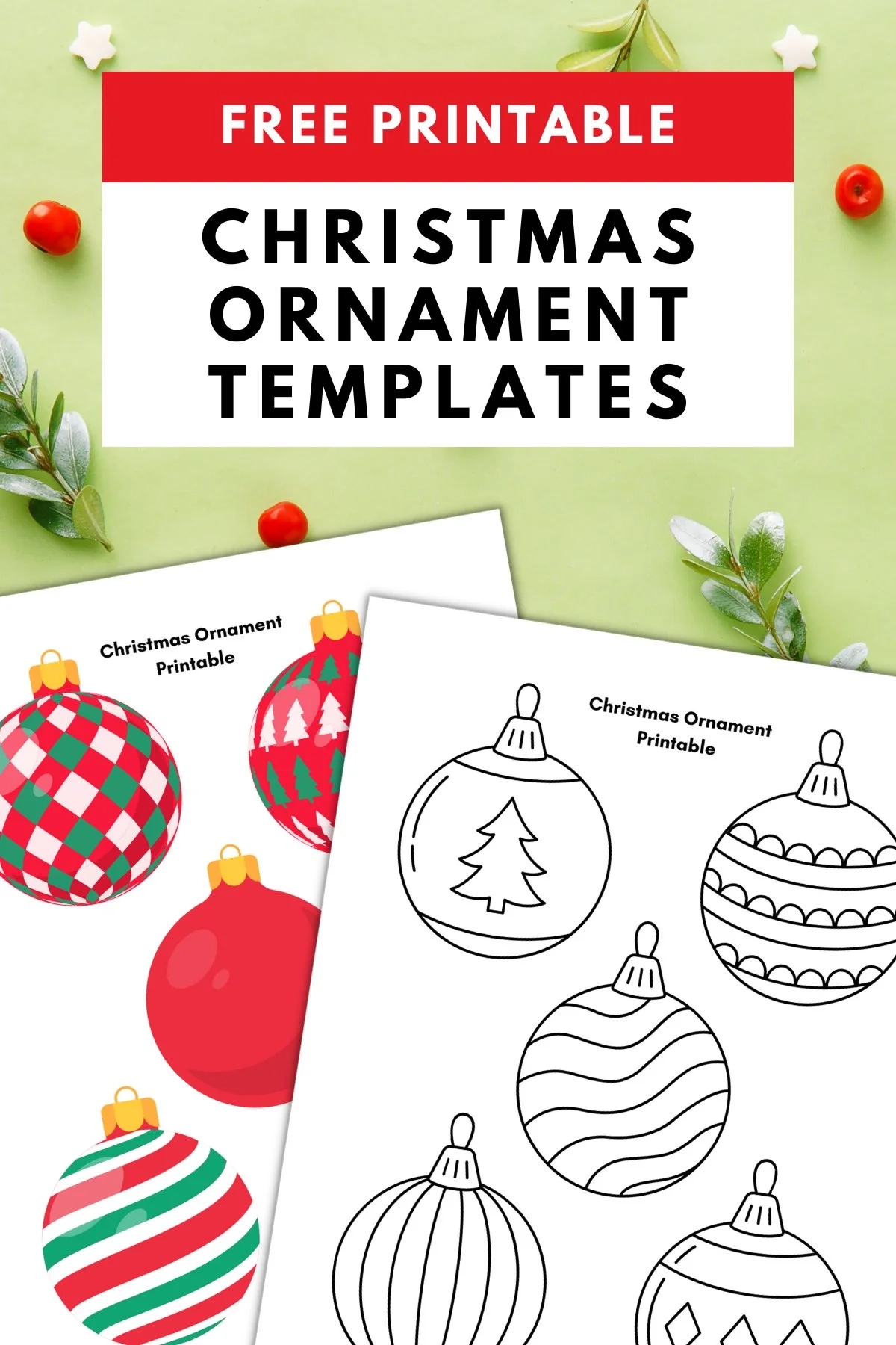Printable Christmas Ball Ornament Template