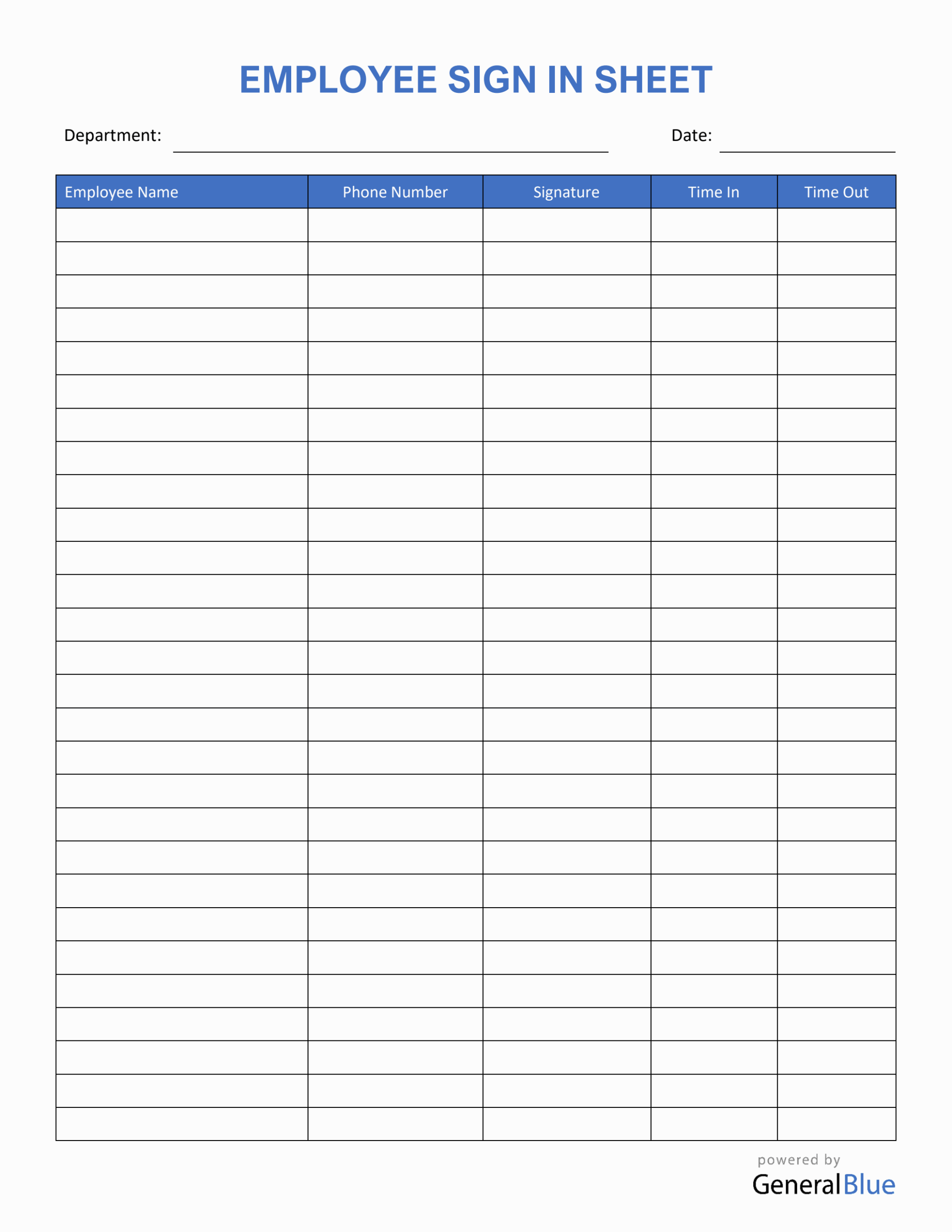 Free Printable Employee Sign In Sheet Template Free Printable Employee Sign In Sheet Template