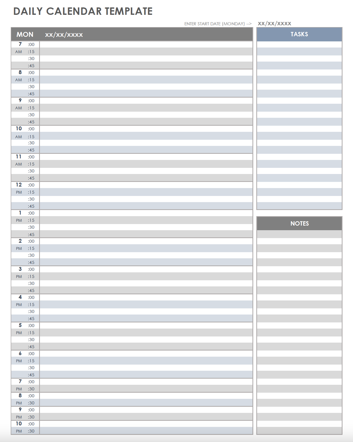 Free Printable Daily Calendar Templates Free Printable Daily Calendar Templates