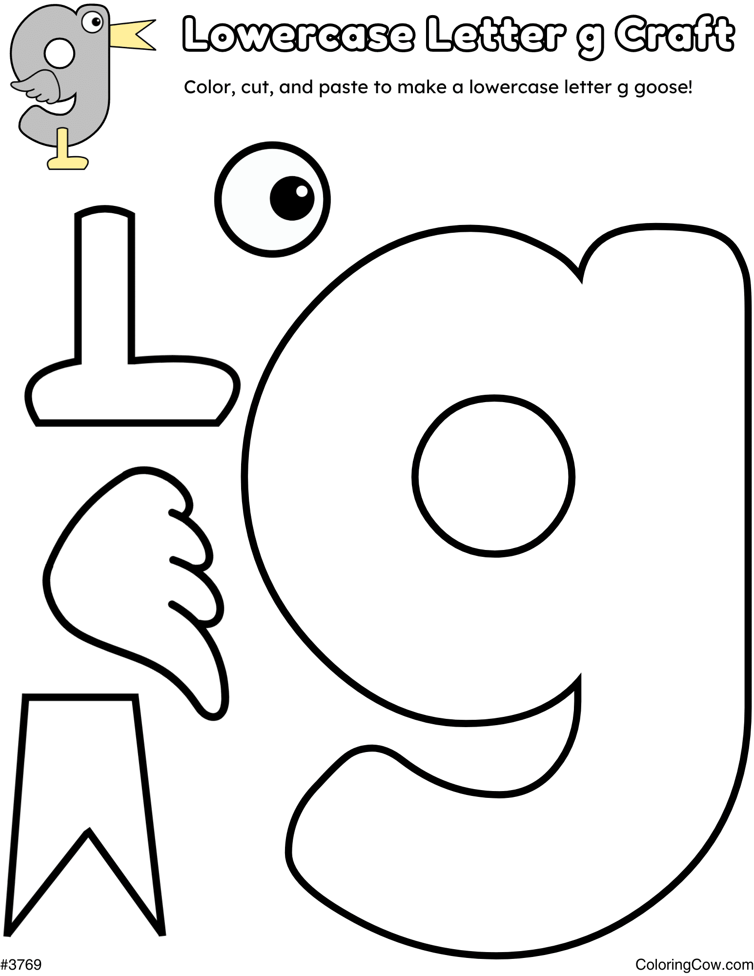 Lowercase Letter G Goose Craft