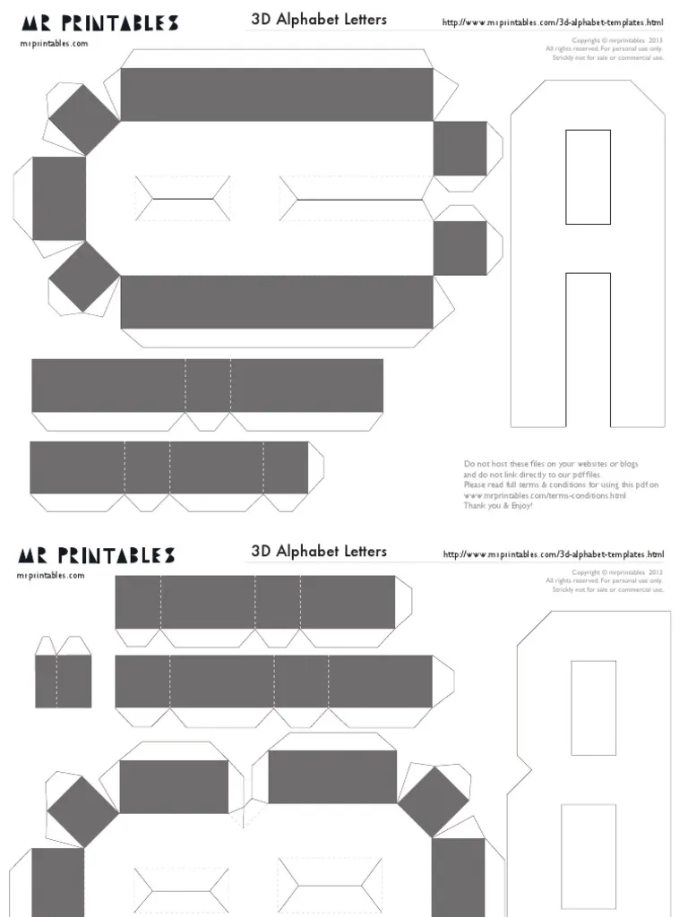 Mrprintables 3d Alphabet Templates A To M PDF All Rights Mrprintables 3d Alphabet Templates A To M PDF All Rights
