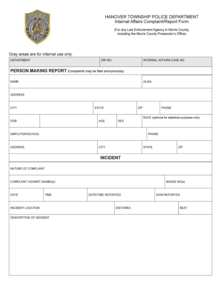 Fake Printable Blank Police Report Template